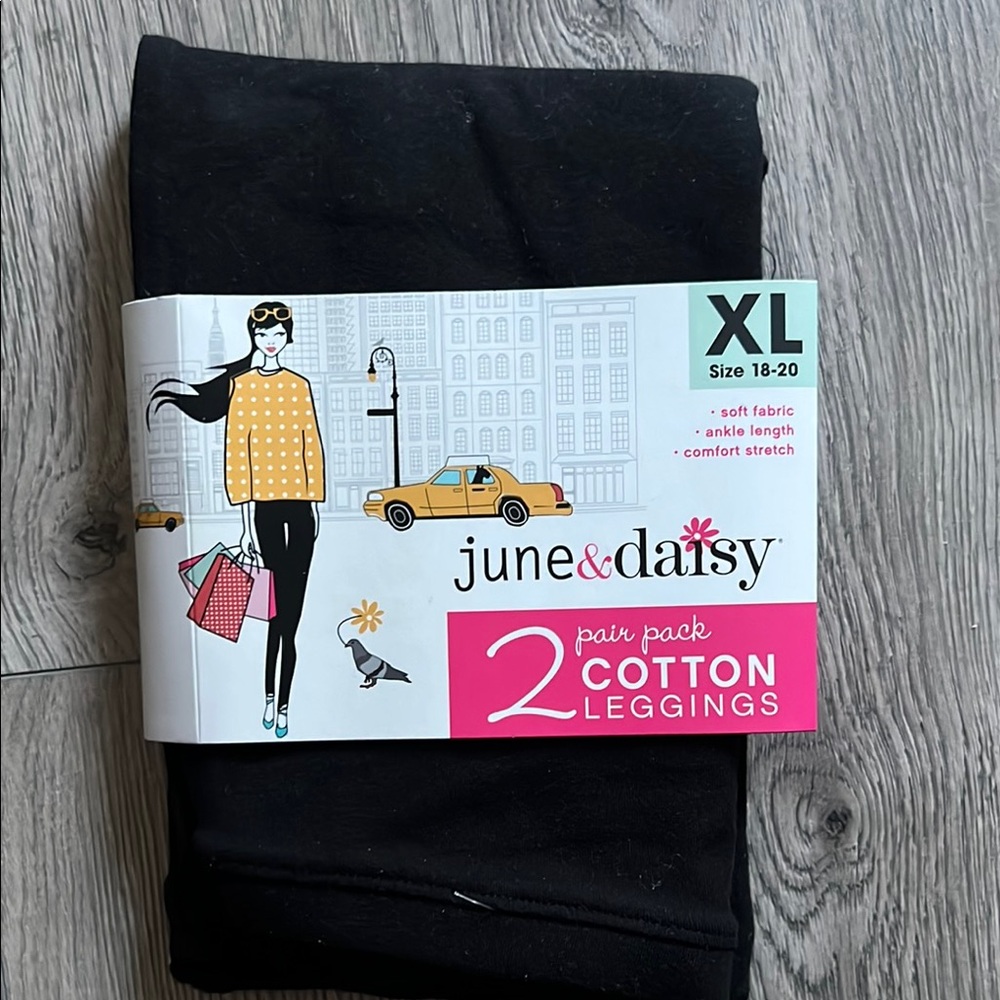 June & Daisy Black Cotton Leggings 1 pair